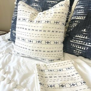 Two Woven Nook Navy Patterned Pillow Covers